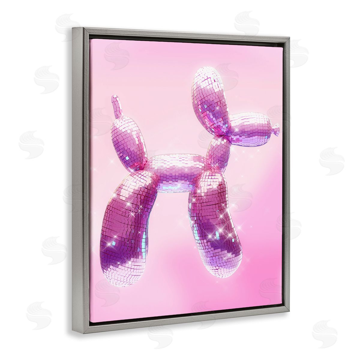 Ziwei Li Fun Disco Balloon Animal Gray Floating Frame Canvas Wall Art Print