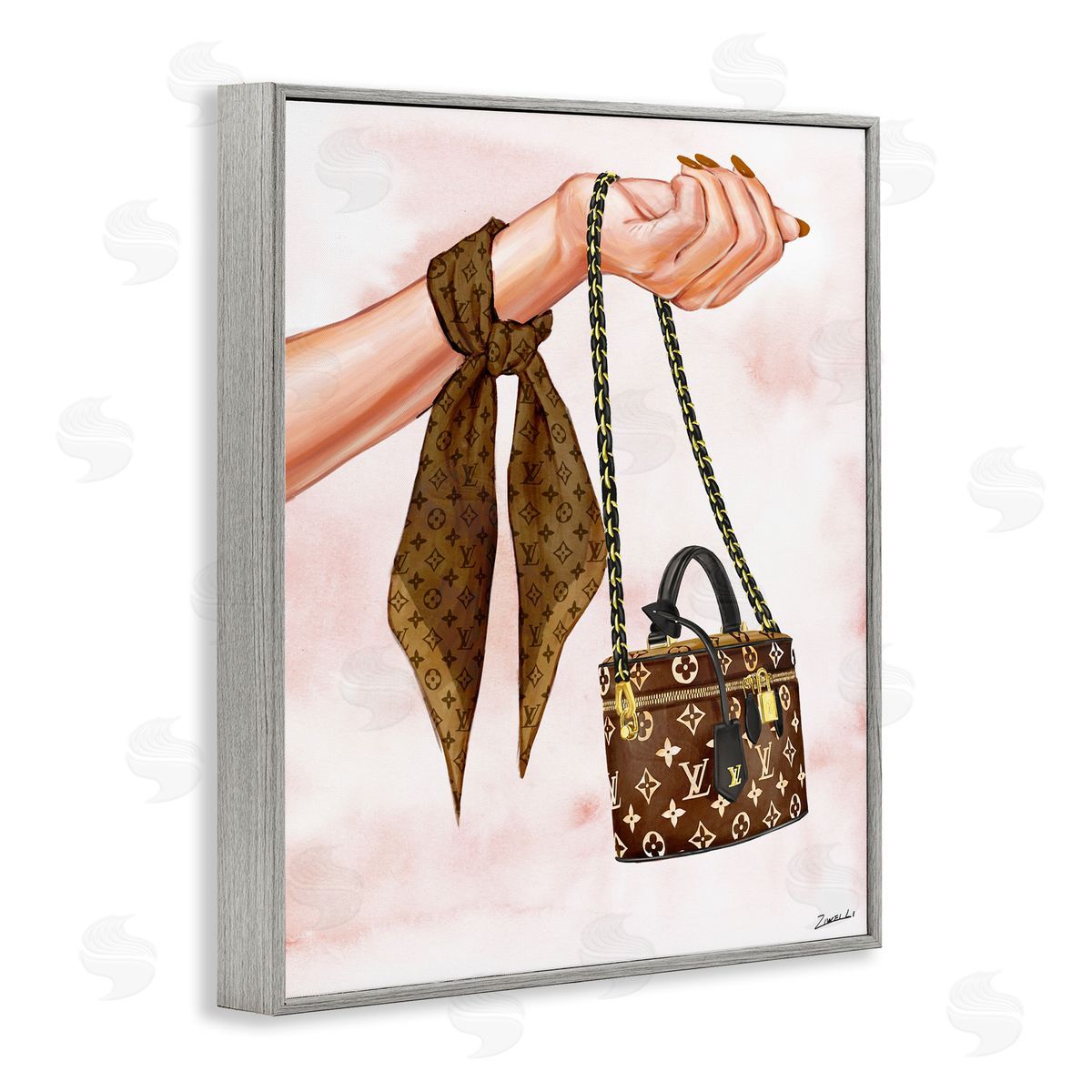 Ziwei Li Trendy Handbag on Wrist Gray Framed Giclee Wall Art Print