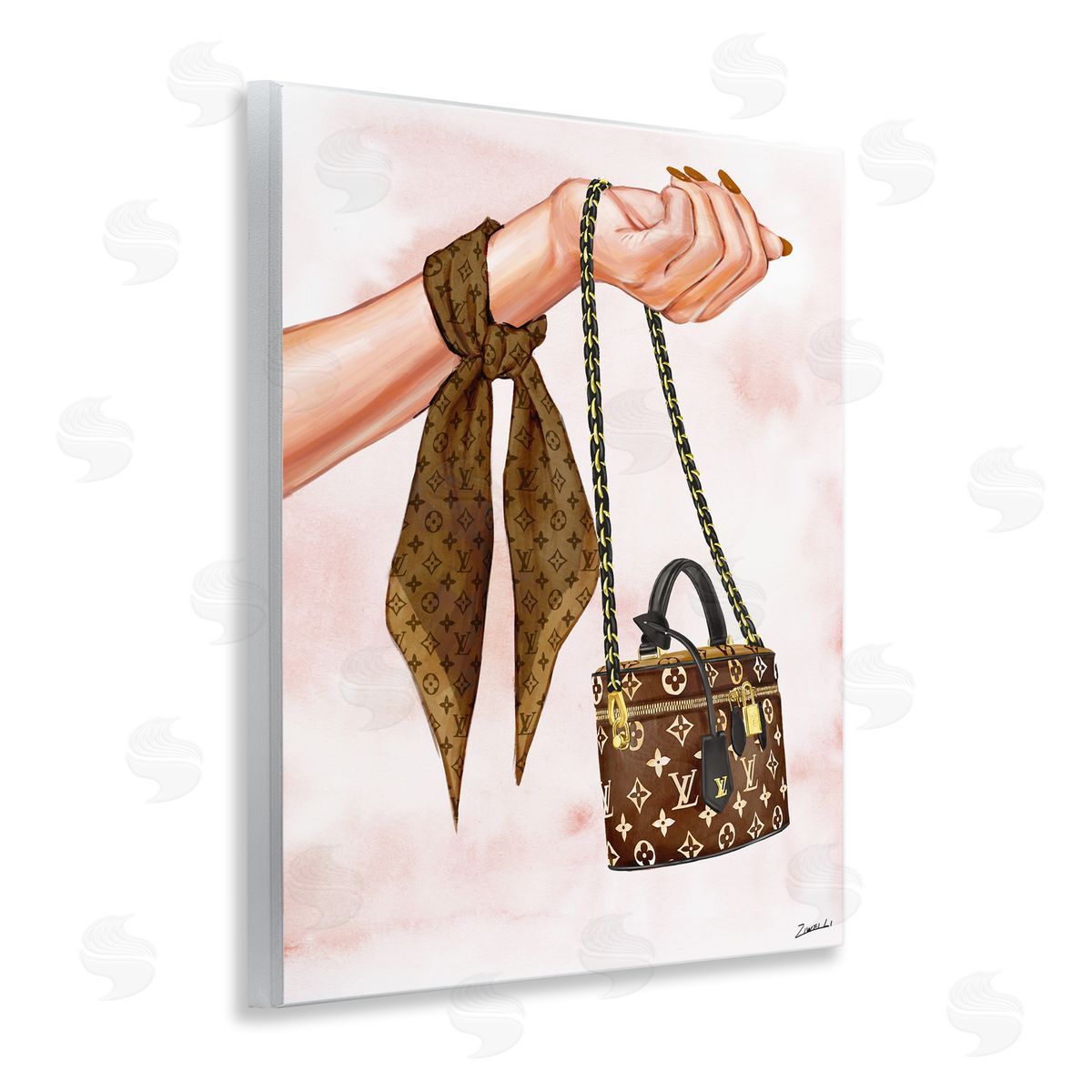 Ziwei Li Trendy Handbag on Wrist Wooden Wall Plaque Art Print