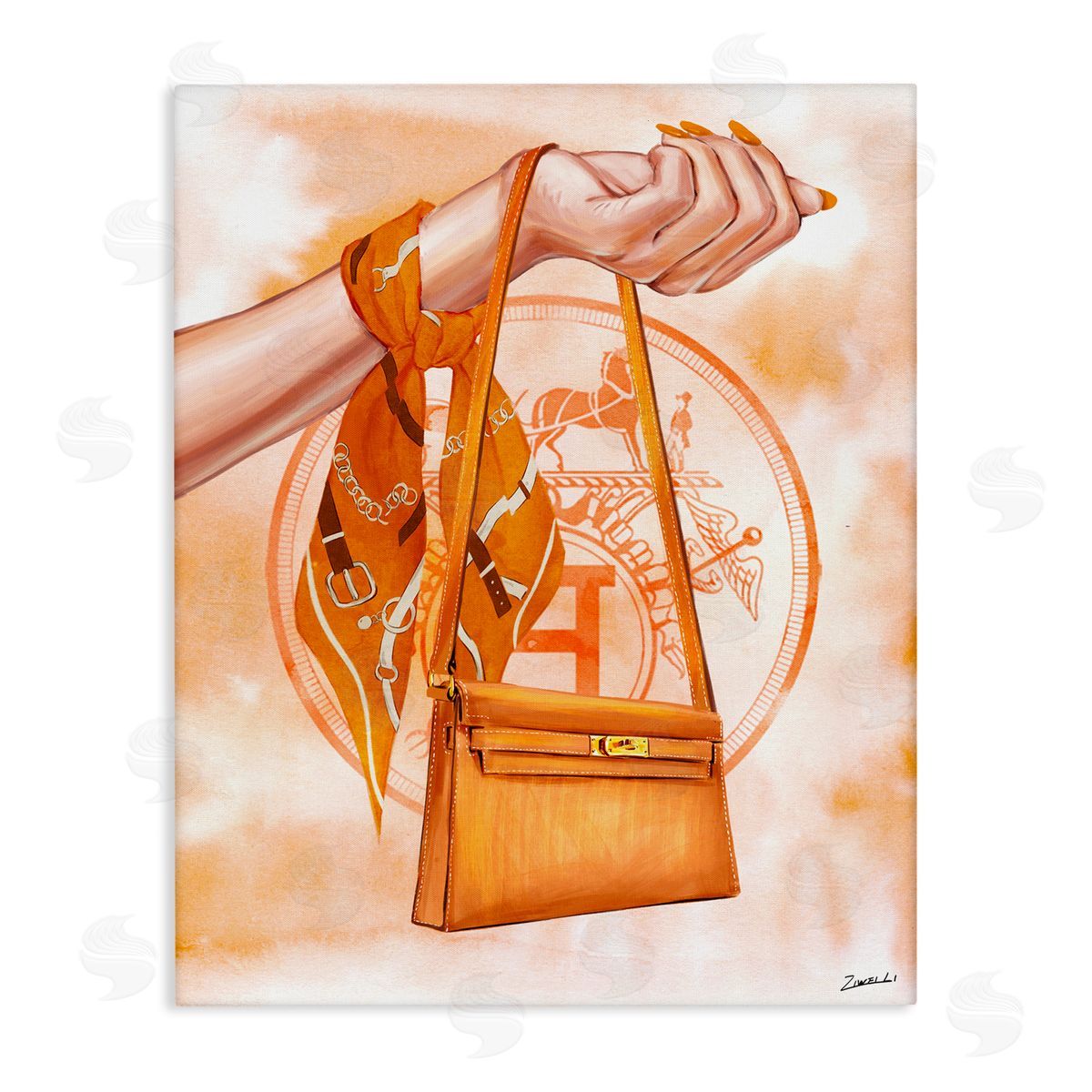 Ziwei Li Holding Orange Handbag Canvas Wall Art Print