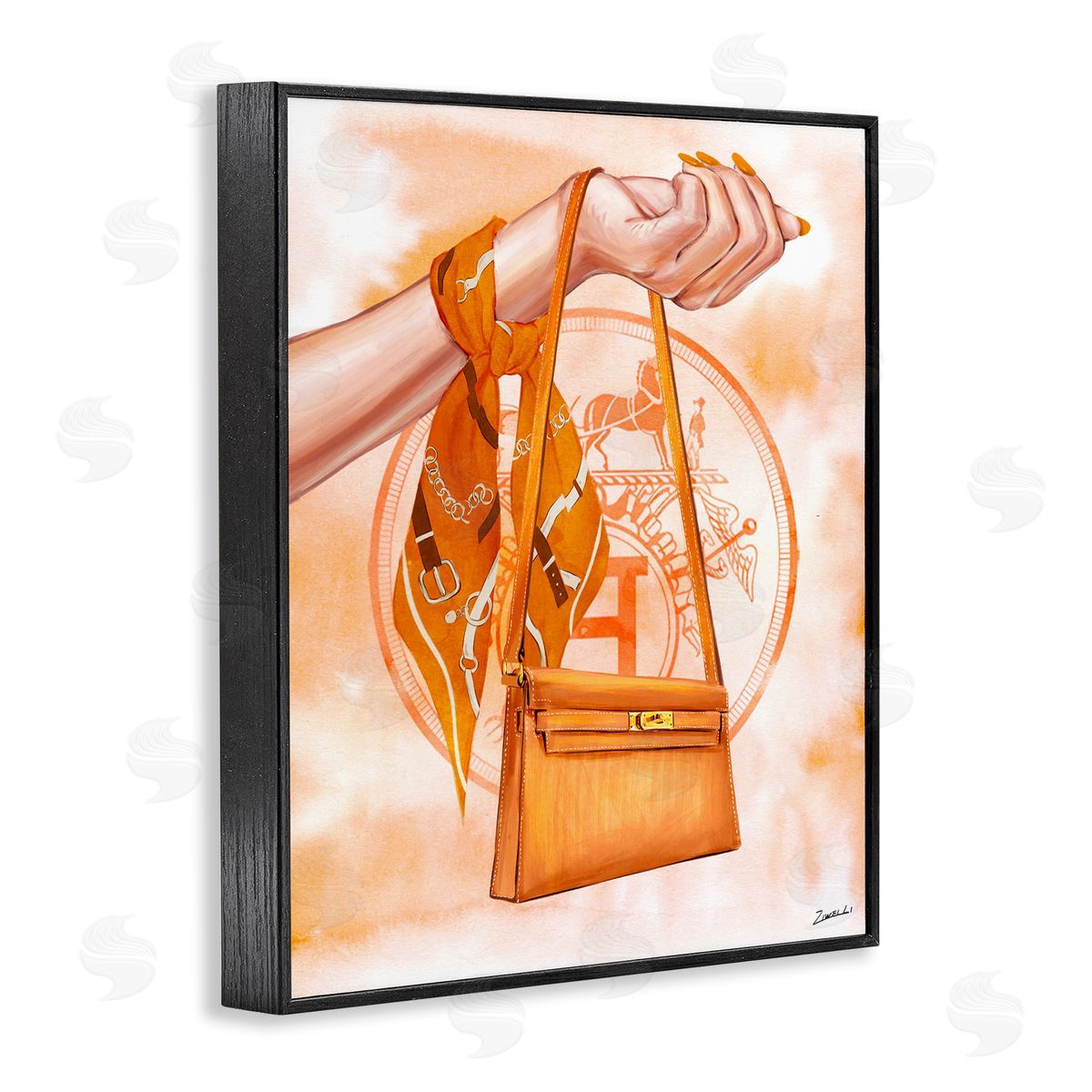 Ziwei Li Holding Orange Handbag Black Framed Giclee Wall Art Print