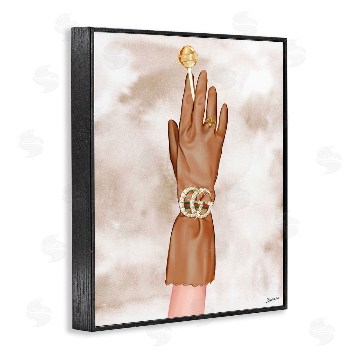 Ziwei Li Tan Glamorous Glove Black Framed Giclee Wall Art Print
