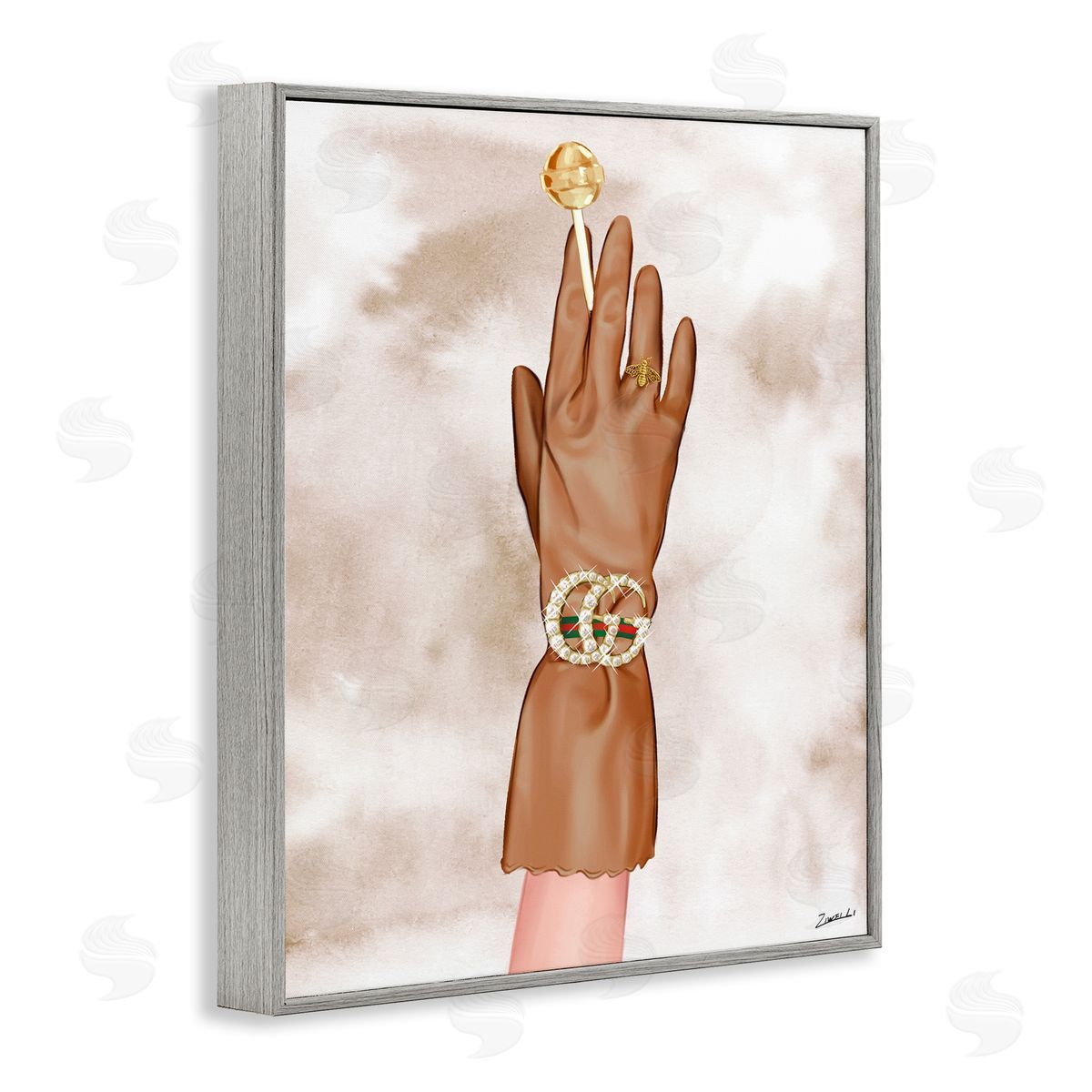 Ziwei Li Tan Glamorous Glove Gray Framed Giclee Wall Art Print