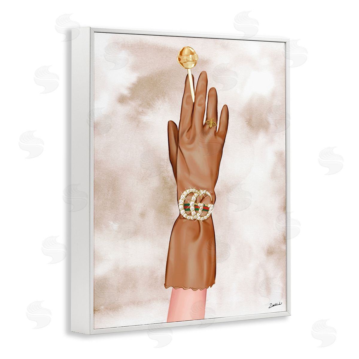 Ziwei Li Tan Glamorous Glove White Framed Giclee Wall Art Print
