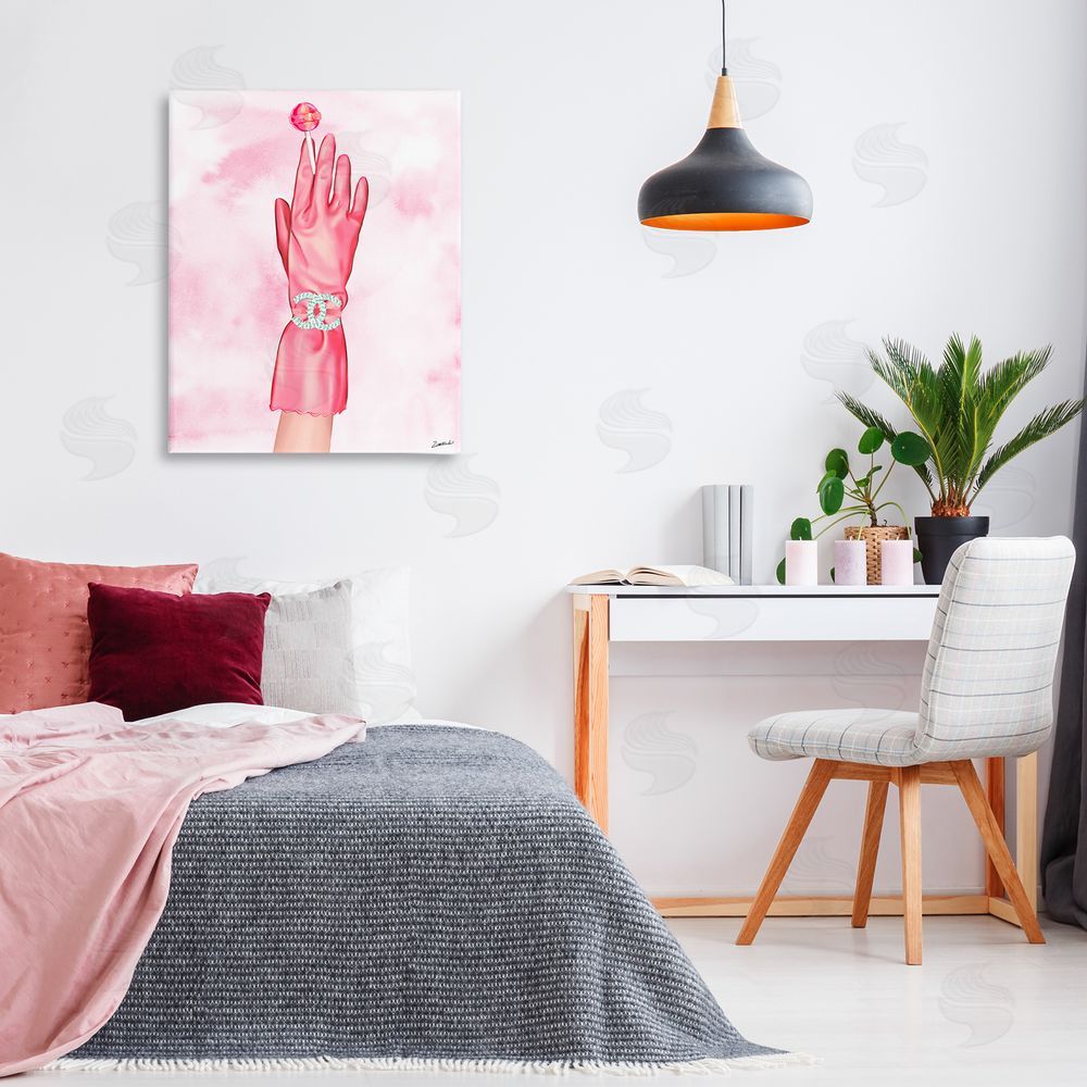Ziwei Li Pink Glamorous Glove Canvas Wall Art Print in Room