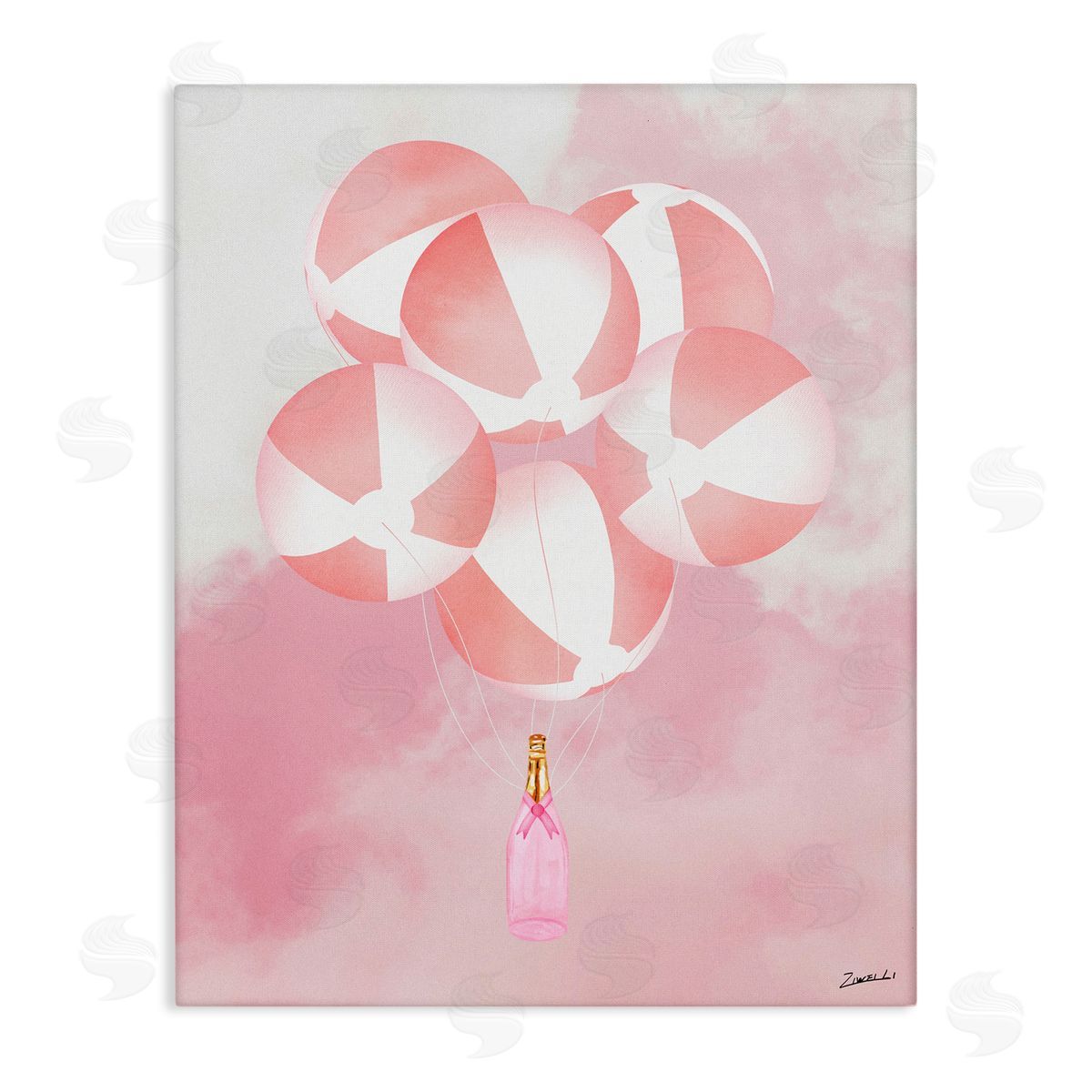 Ziwei Li Beach Ball Balloons & Champagne Canvas Wall Art Print