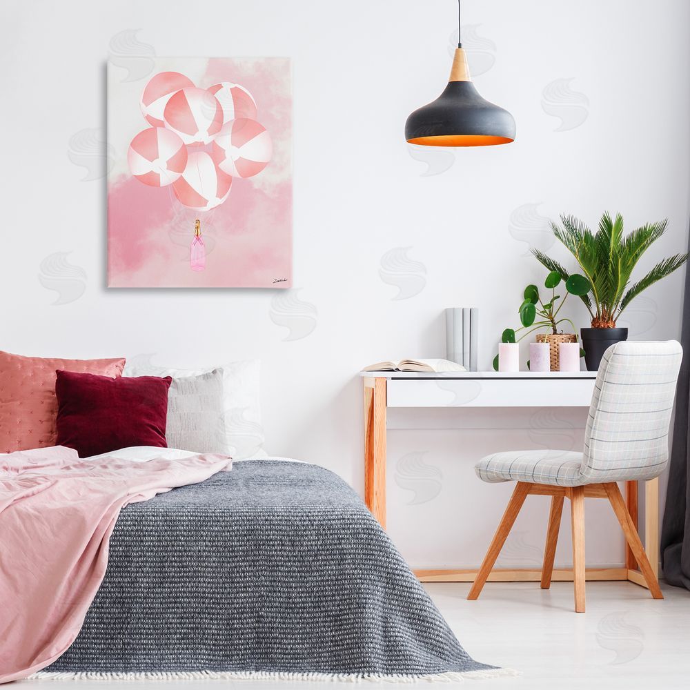 Ziwei Li Beach Ball Balloons & Champagne Canvas Wall Art Print in Room