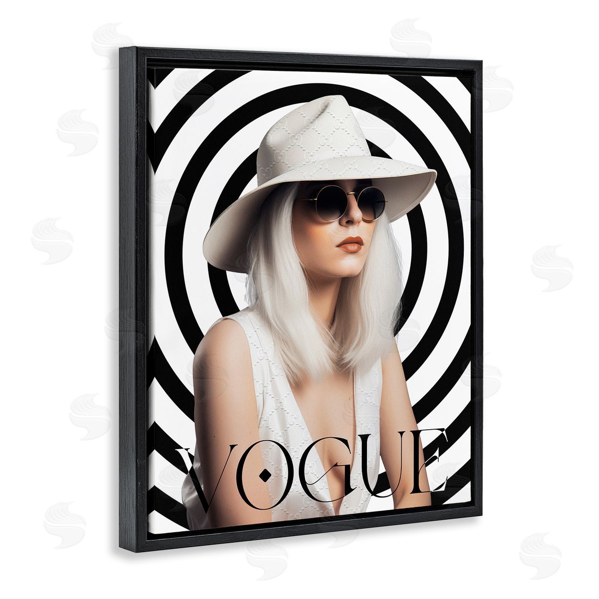 Ziwei Li Mod Girl Portrait Black Floating Frame Canvas Wall Art Print