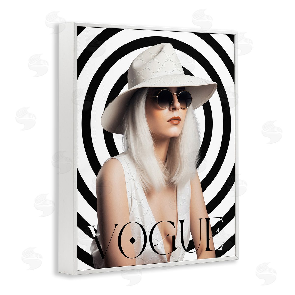 Ziwei Li Mod Girl Portrait White Framed Giclee Wall Art Print