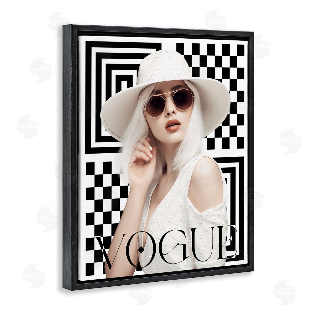 Ziwei Li Mod Elegance Woman Black Floating Frame Canvas Wall Art Print