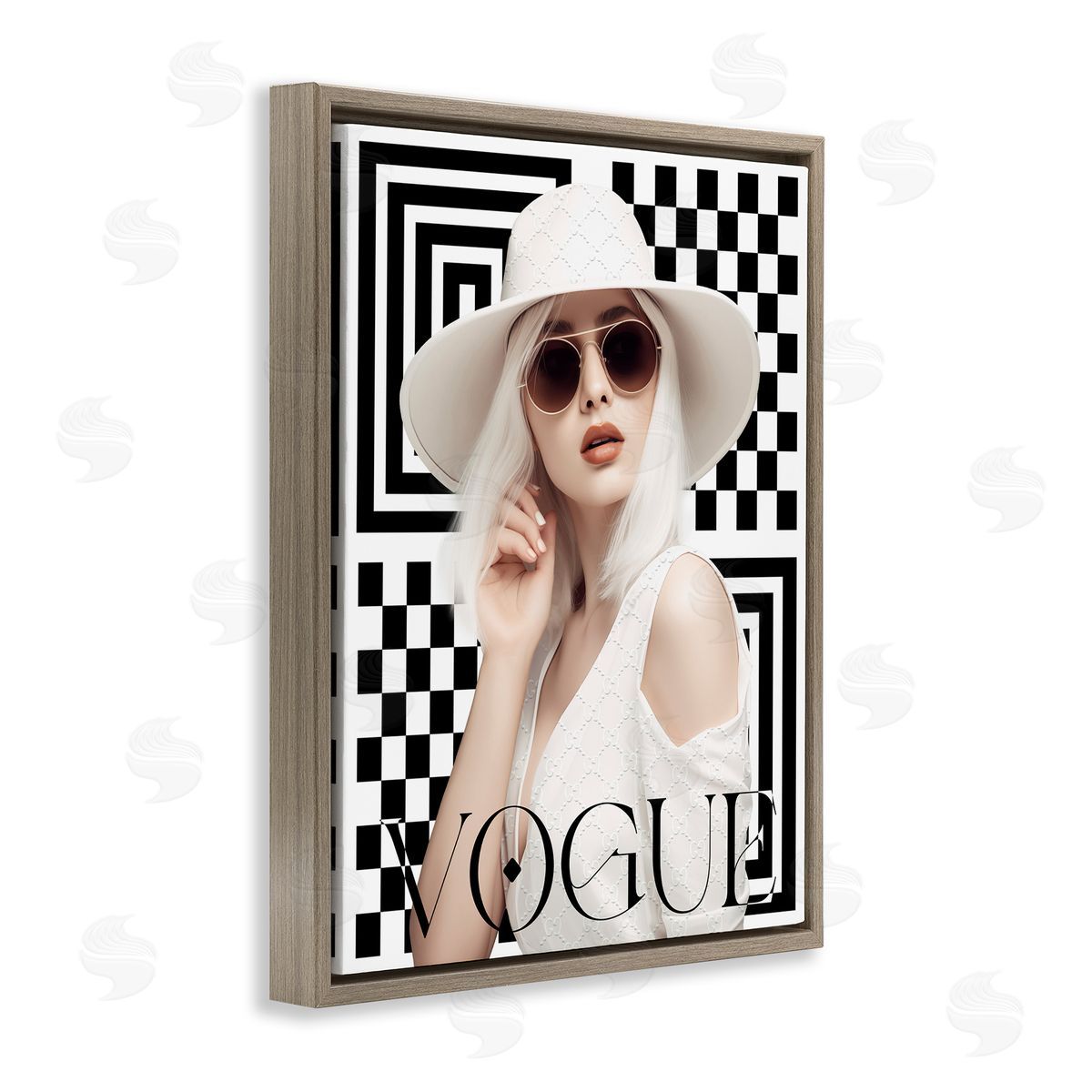 Ziwei Li Mod Elegance Woman Brown Floating Frame Canvas Wall Art Print