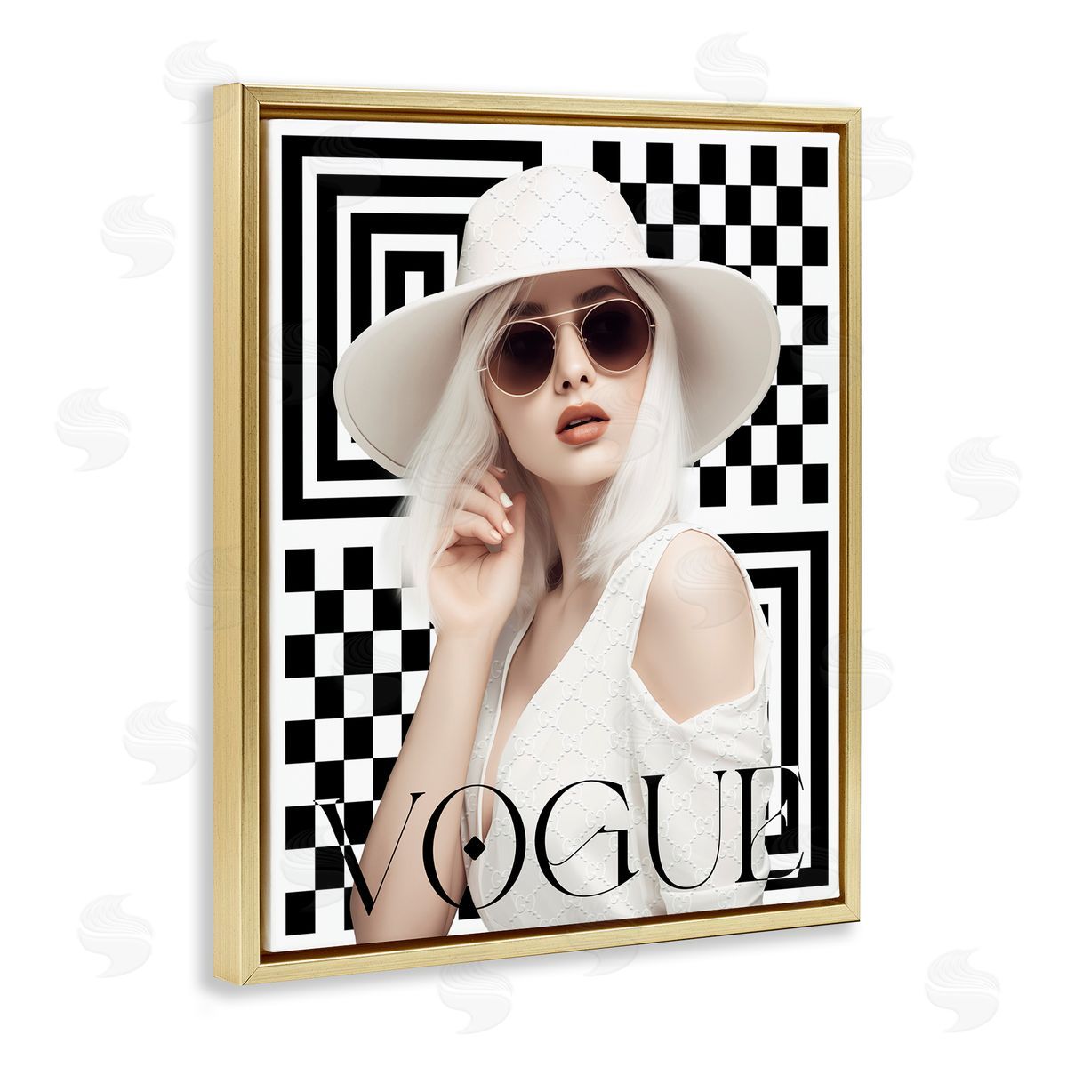 Ziwei Li Mod Elegance Woman Gold Floating Frame Canvas Wall Art Print