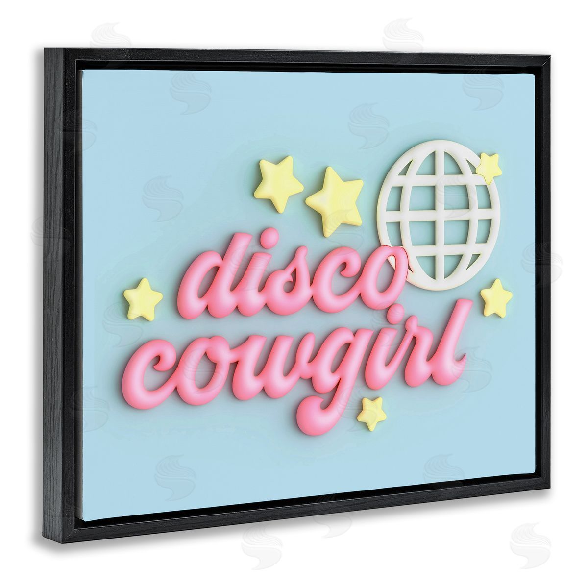 Ziwei Li Retro Disco Cowgirl Black Floating Frame Canvas Wall Art Print