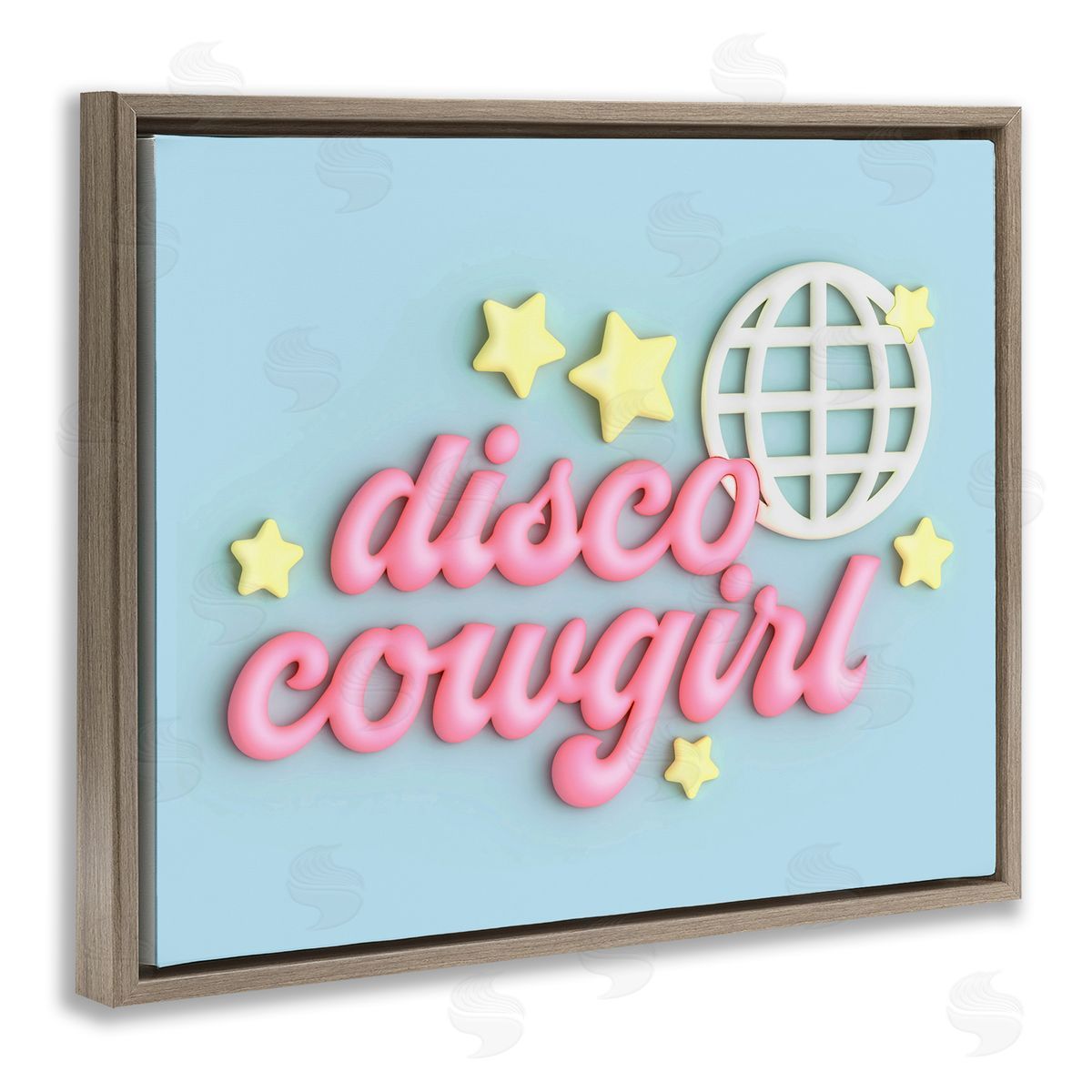 Ziwei Li Retro Disco Cowgirl Brown Floating Frame Canvas Wall Art Print
