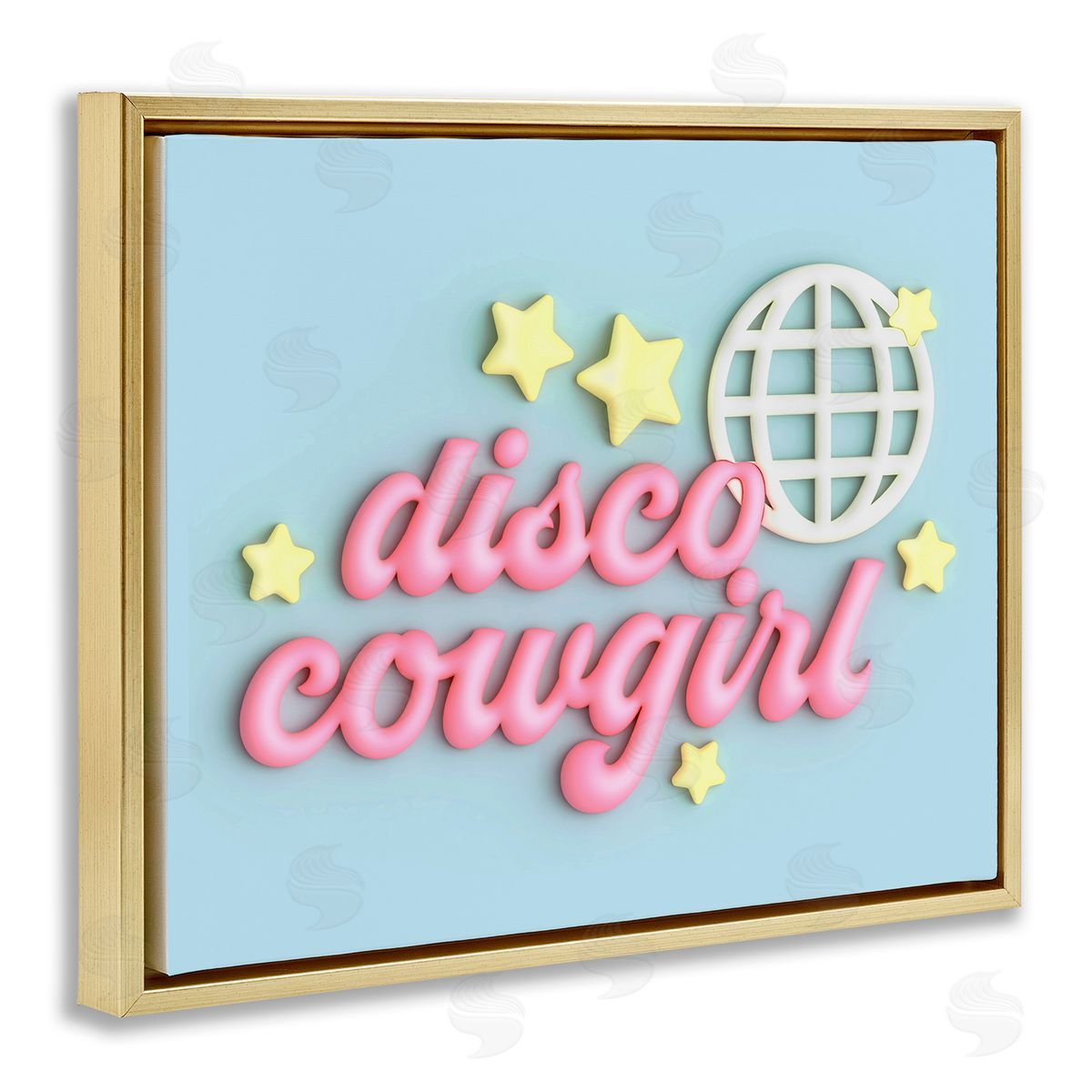Ziwei Li Retro Disco Cowgirl Gold Floating Frame Canvas Wall Art Print