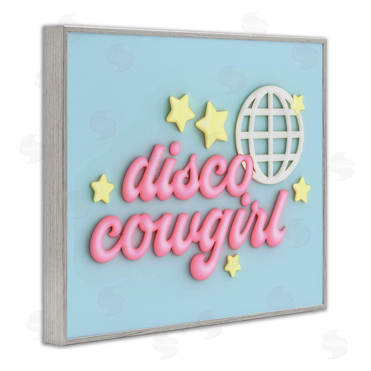 Ziwei Li Retro Disco Cowgirl Gray Framed Giclee Wall Art Print