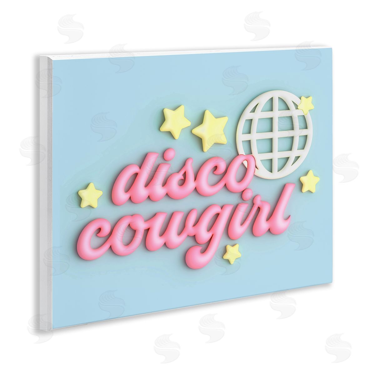 Ziwei Li Retro Disco Cowgirl Wooden Wall Plaque Art Print