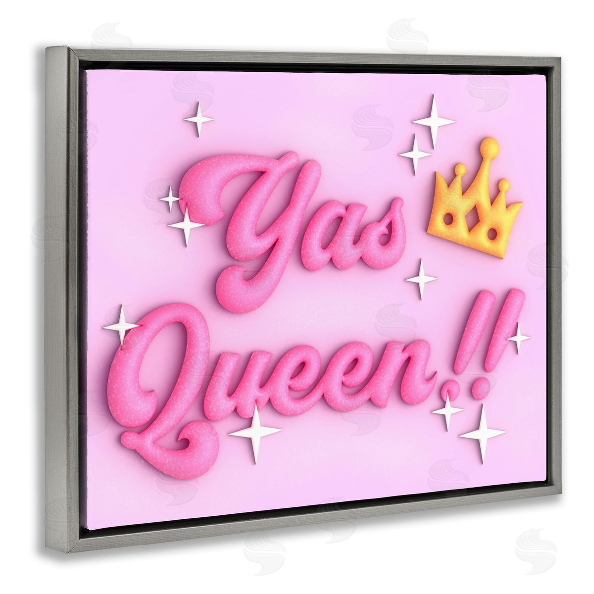 Ziwei Li Retro Yas Queen Gray Floating Frame Canvas Wall Art Print