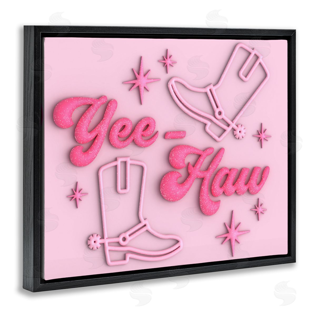 Ziwei Li Retro Yee Haw Black Floating Frame Canvas Wall Art Print