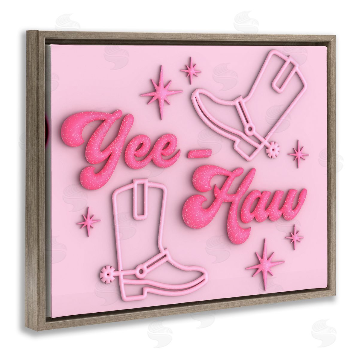 Ziwei Li Retro Yee Haw Brown Floating Frame Canvas Wall Art Print