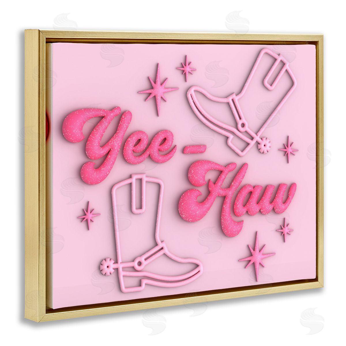 Ziwei Li Retro Yee Haw Gold Floating Frame Canvas Wall Art Print