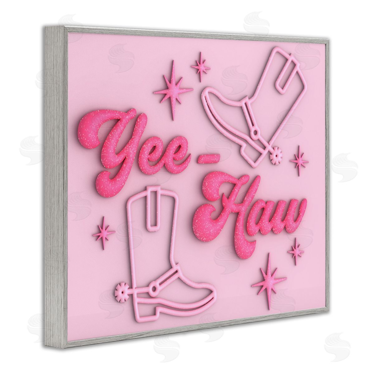 Ziwei Li Retro Yee Haw Gray Framed Giclee Wall Art Print