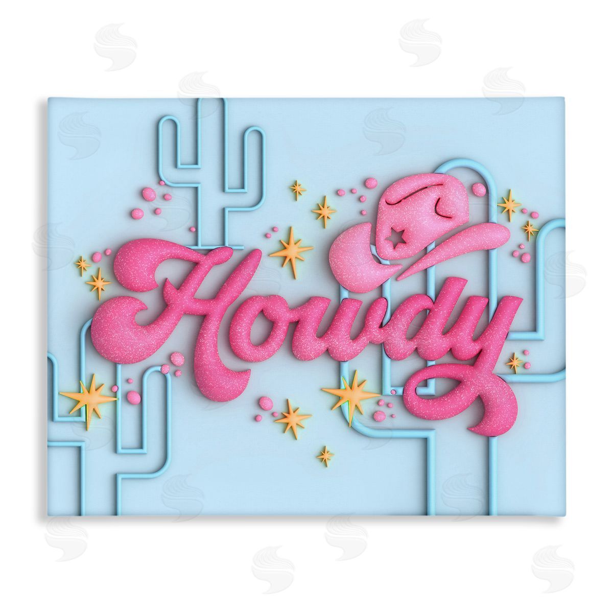 Ziwei Li Retro Howdy & Cactus Canvas Wall Art Print