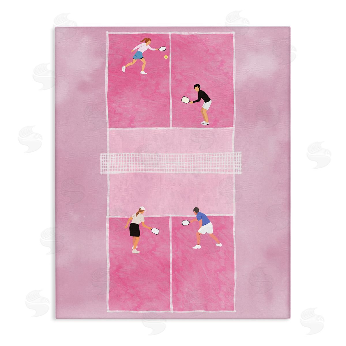 Ziwei Li Pink Pickleball Court Canvas Wall Art Print