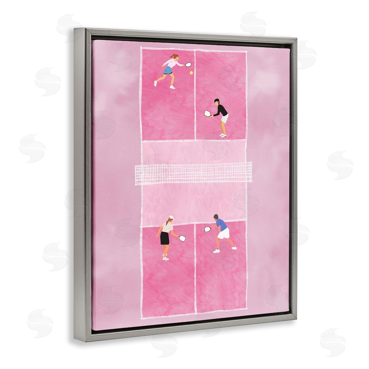 Ziwei Li Pink Pickleball Court Gray Floating Frame Canvas Wall Art Print