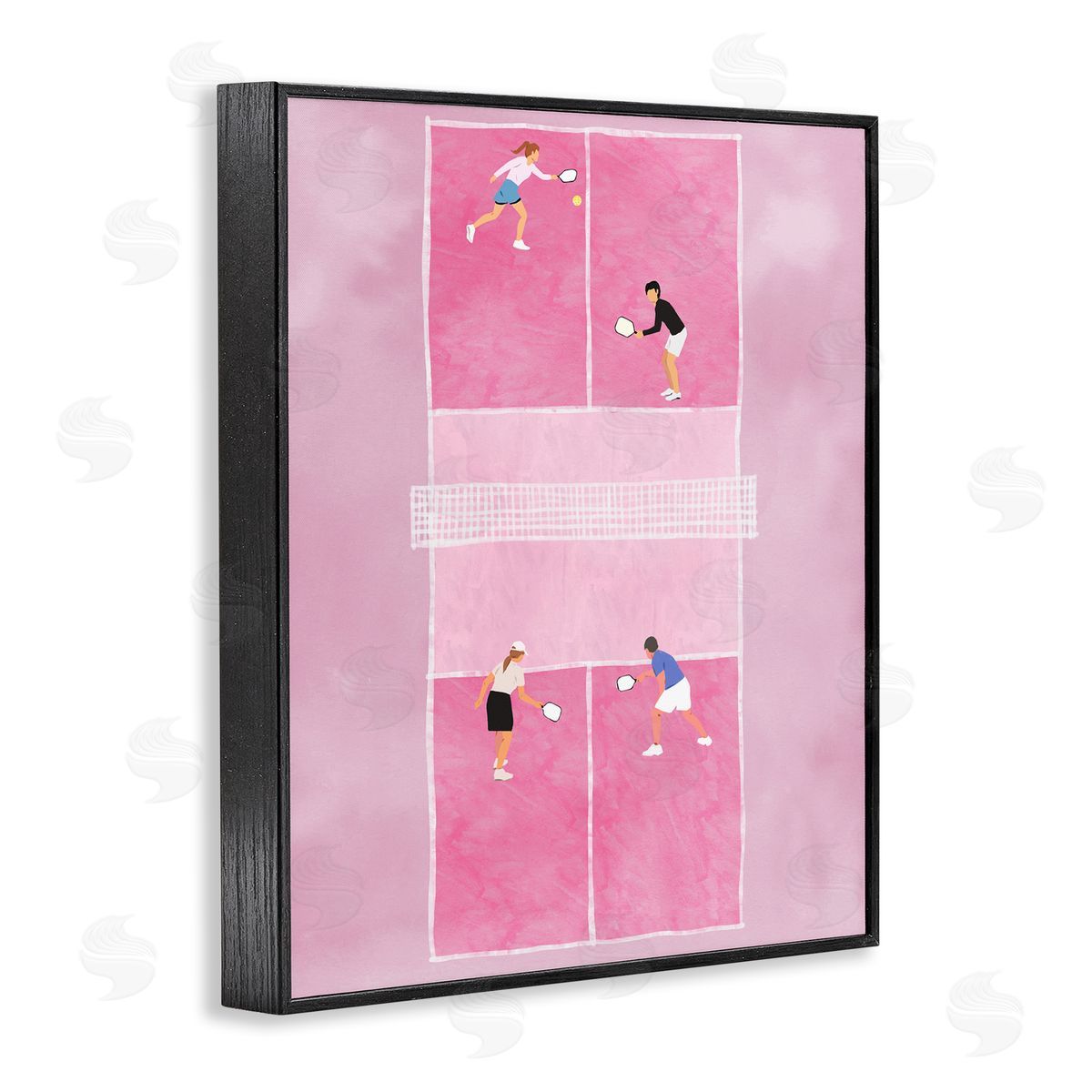 Ziwei Li Pink Pickleball Court Black Framed Giclee Wall Art Print