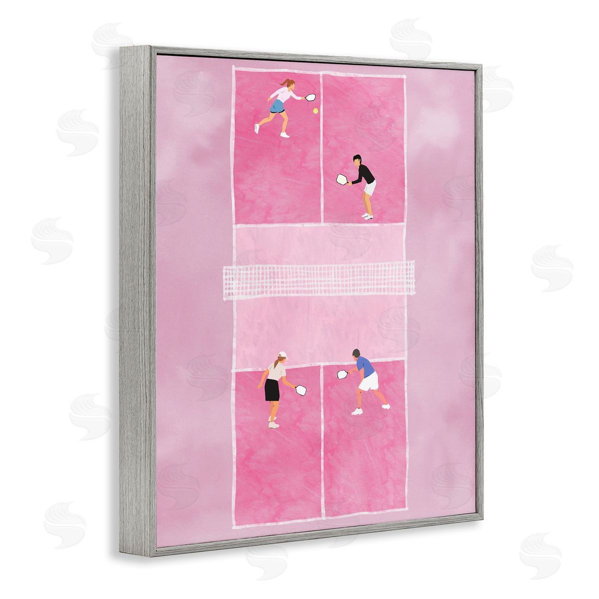 Ziwei Li Pink Pickleball Court Gray Framed Giclee Wall Art Print