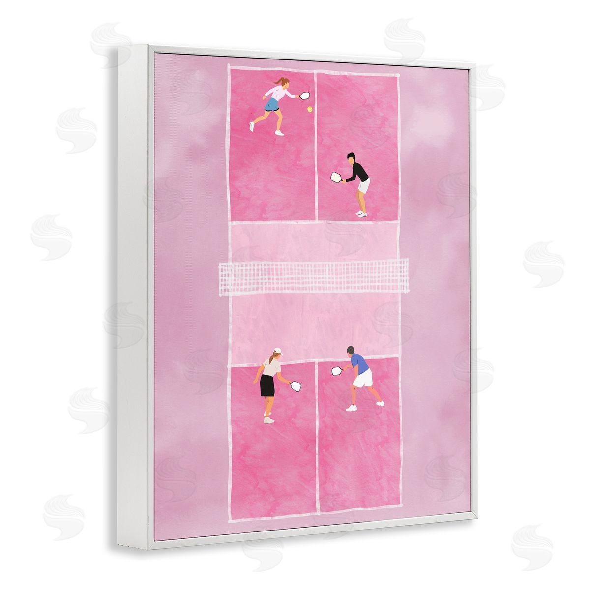 Ziwei Li Pink Pickleball Court White Framed Giclee Wall Art Print