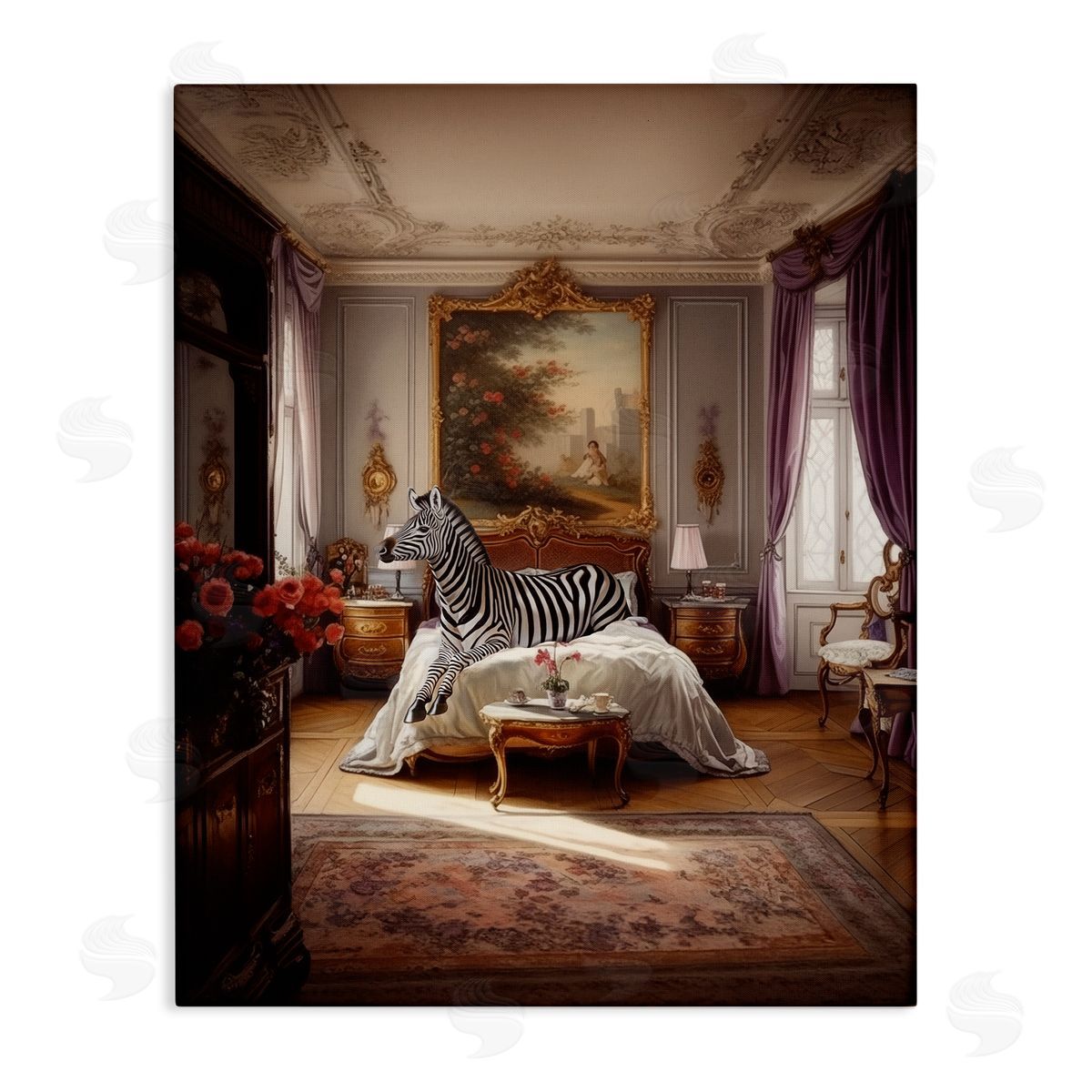Ziwei Li Zebra in Regal Room Canvas Wall Art Print