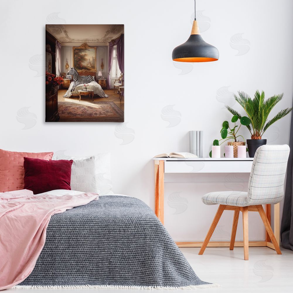 Ziwei Li Zebra in Regal Room Canvas Wall Art Print in Room