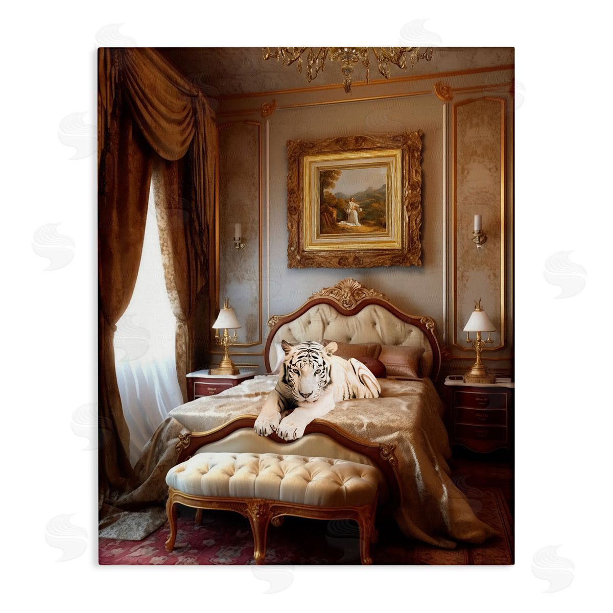 Ziwei Li Tiger in Regal Room Canvas Wall Art Print