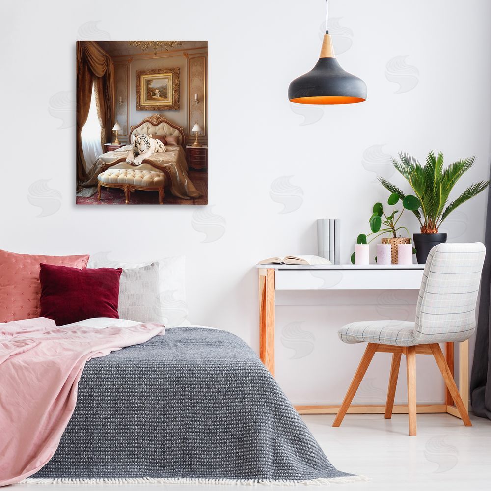 Ziwei Li Tiger in Regal Room Canvas Wall Art Print in Room