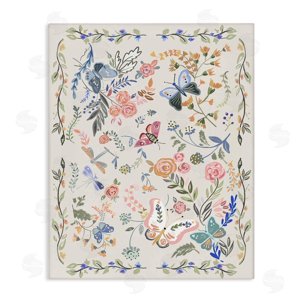 Ani Del Sol Flowers & Garden Friends Canvas Wall Art Print