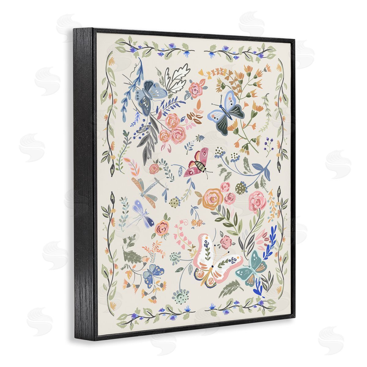 Ani Del Sol Flowers & Garden Friends Black Framed Giclee Wall Art Print