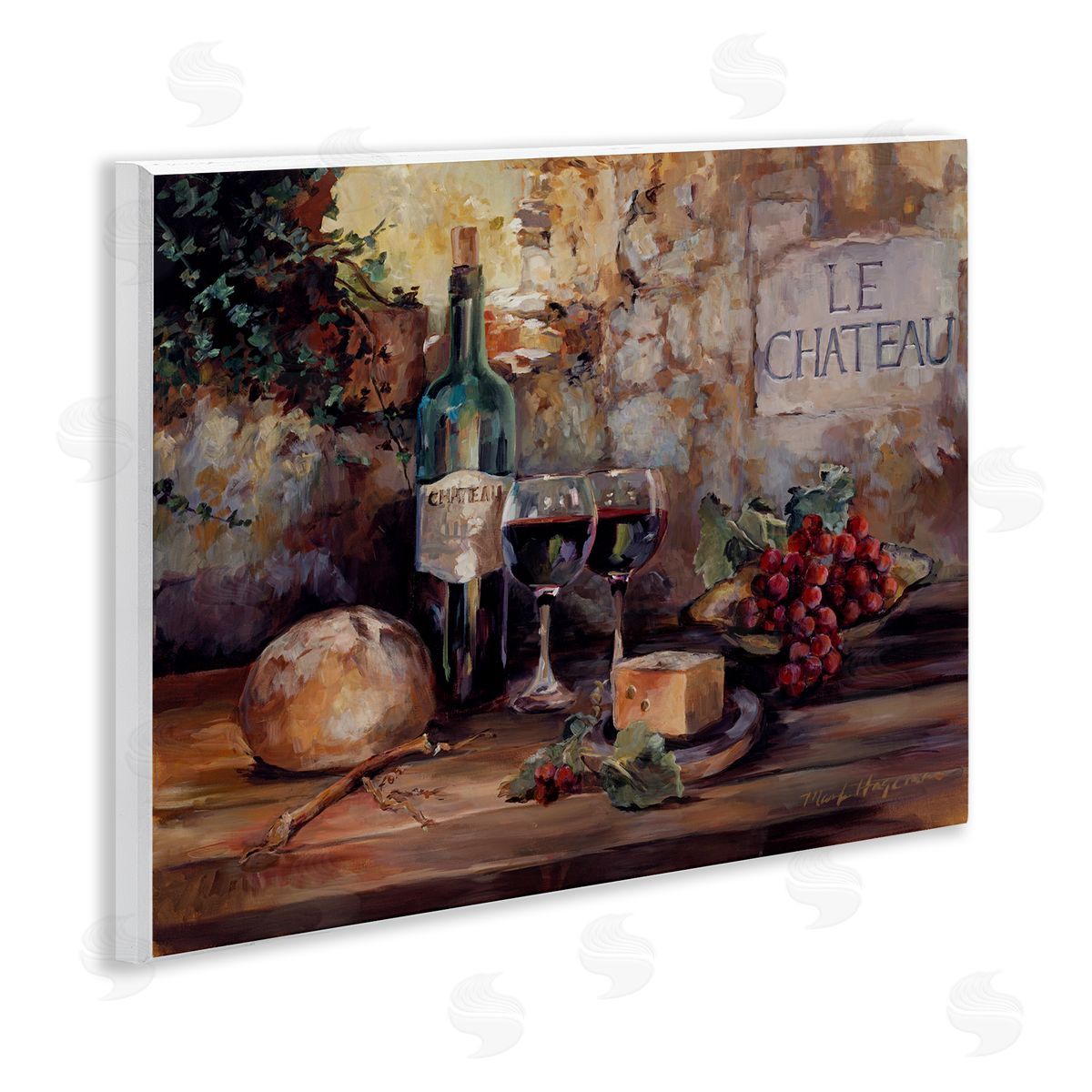 Marilyn Hageman Parisian Wine and Cheese Wooden Wall Plaque Art Print