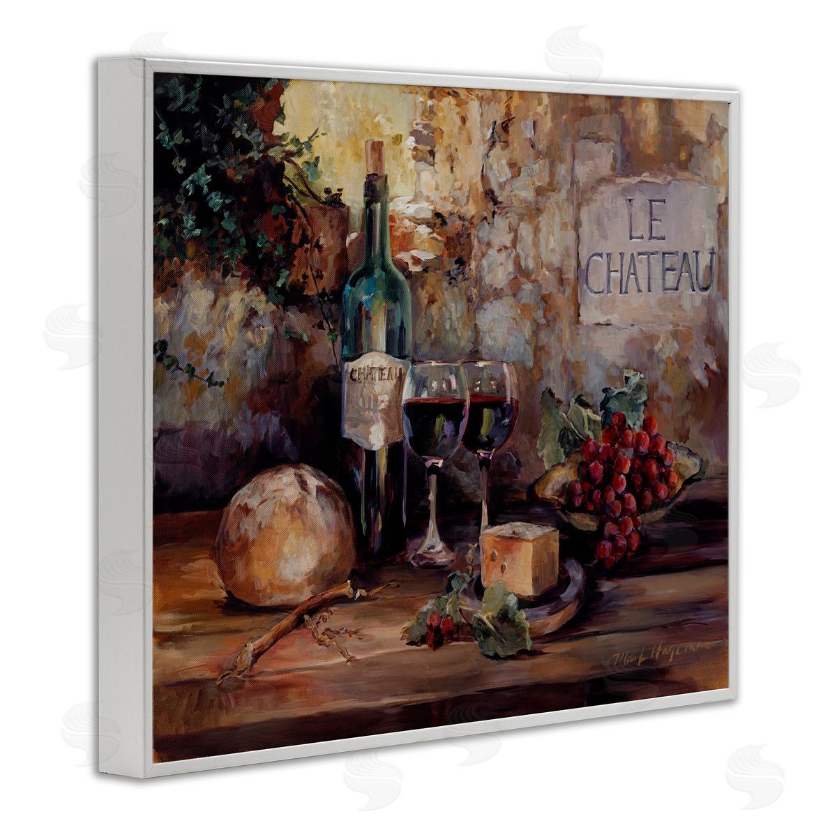 Marilyn Hageman Parisian Wine and Cheese White Framed Giclee Wall Art Print