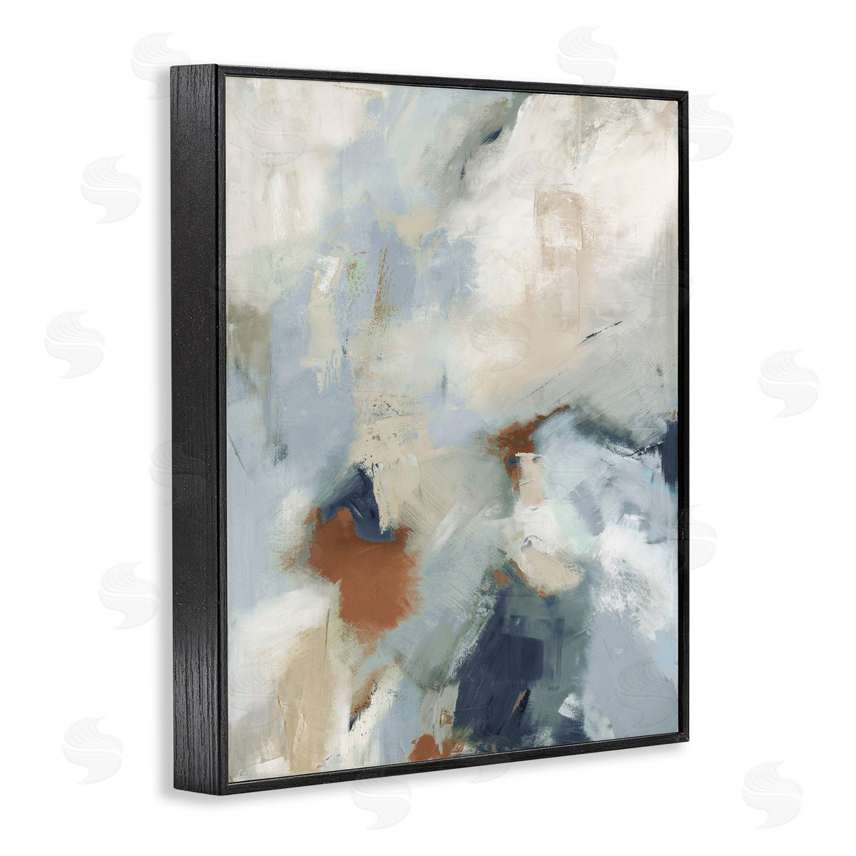 Michele Gort Foggy Ombre Brush Strokes Black Framed Giclee Wall Art Print