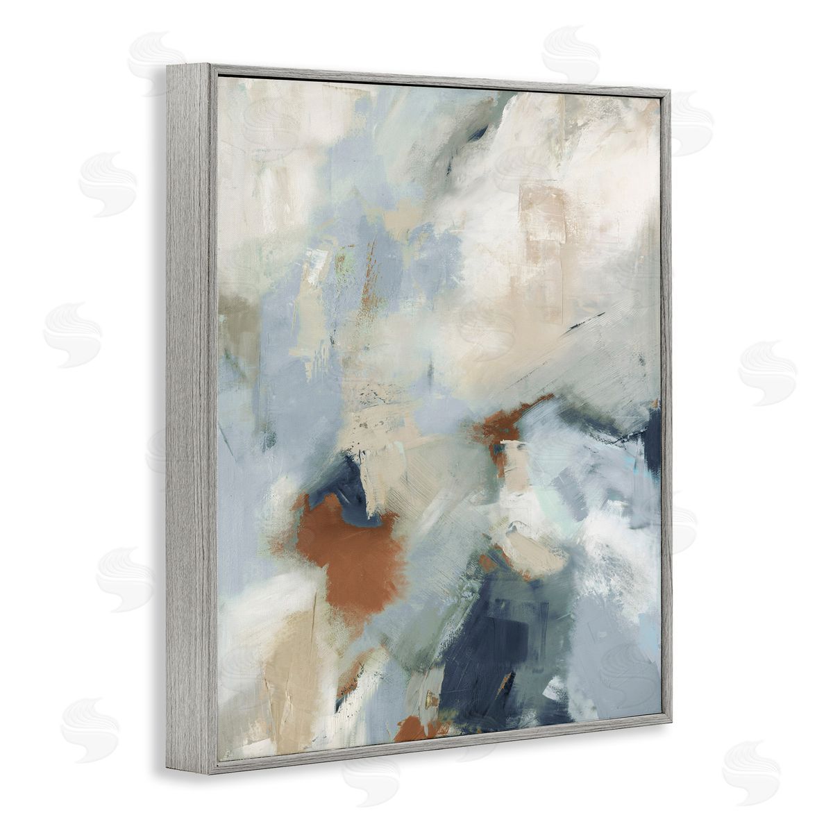 Michele Gort Foggy Ombre Brush Strokes Gray Framed Giclee Wall Art Print