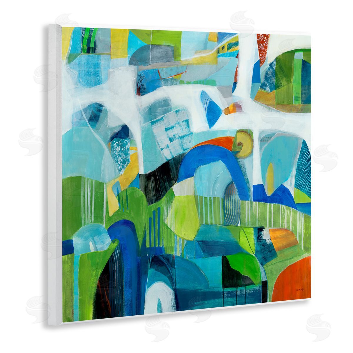 Jill Martin Restless Bright Shapes Wooden Wall Plaque Art Print