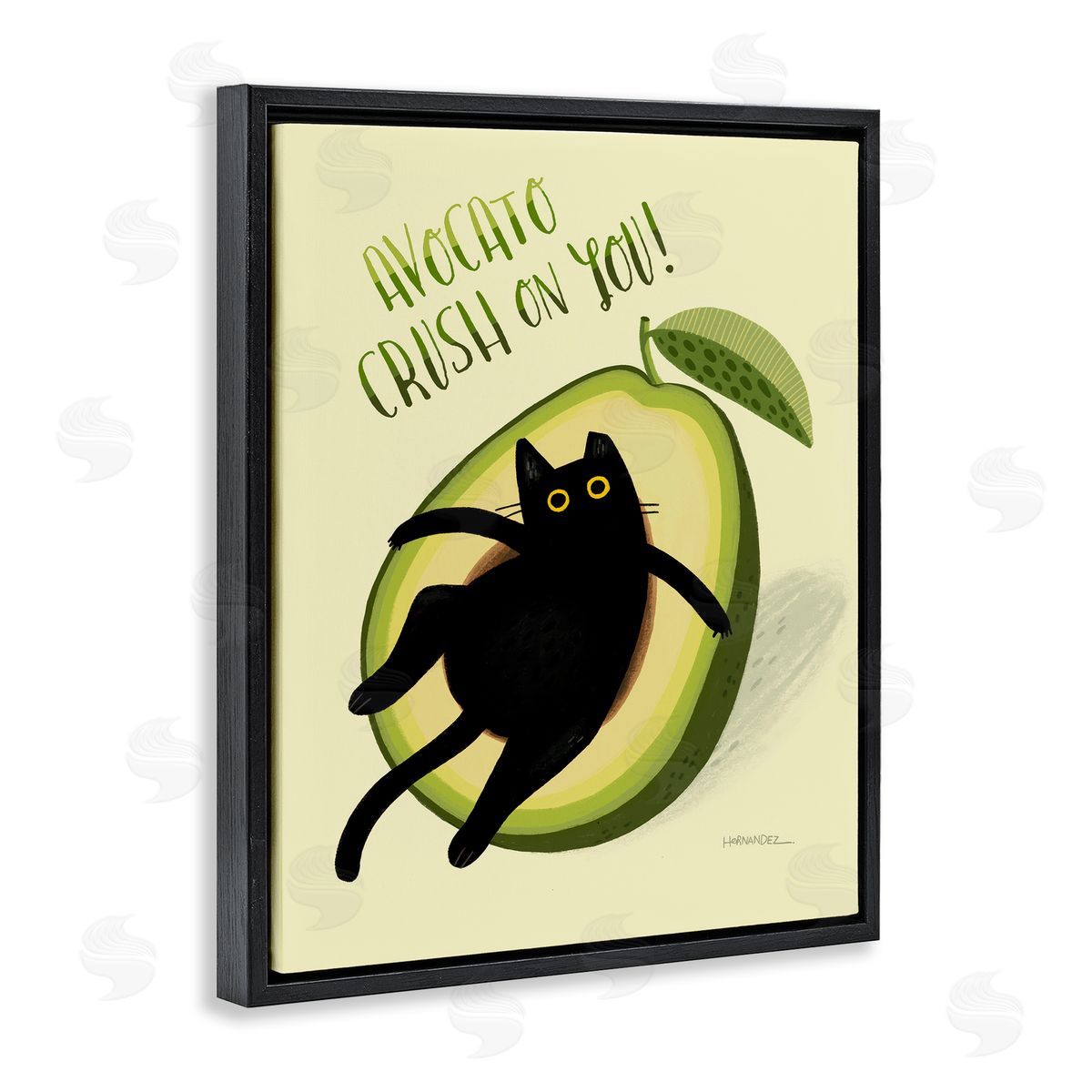 Leeza Hernandez Avocato Crush on You Black Floating Frame Canvas Wall Art Print