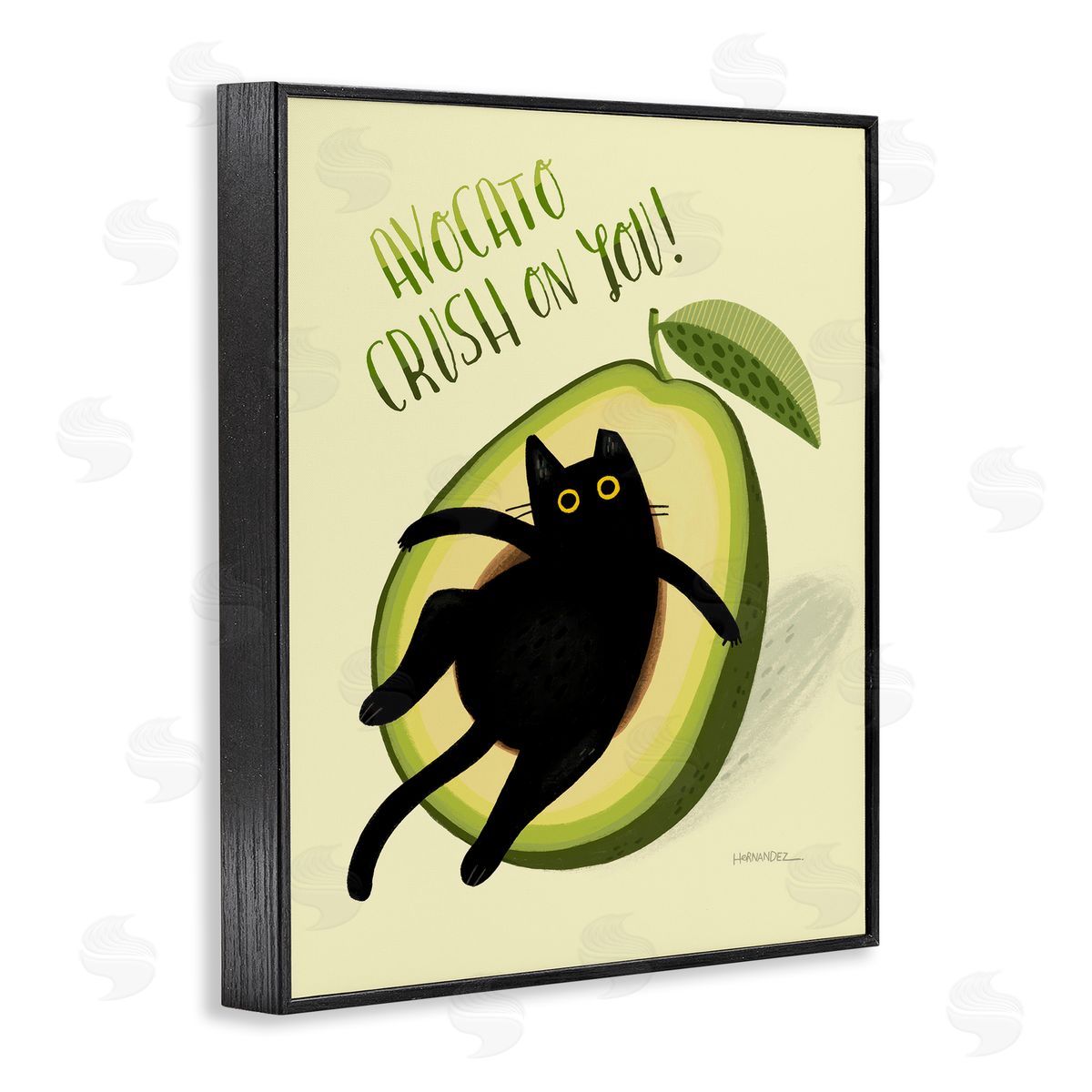 Leeza Hernandez Avocato Crush on You Black Framed Giclee Wall Art Print