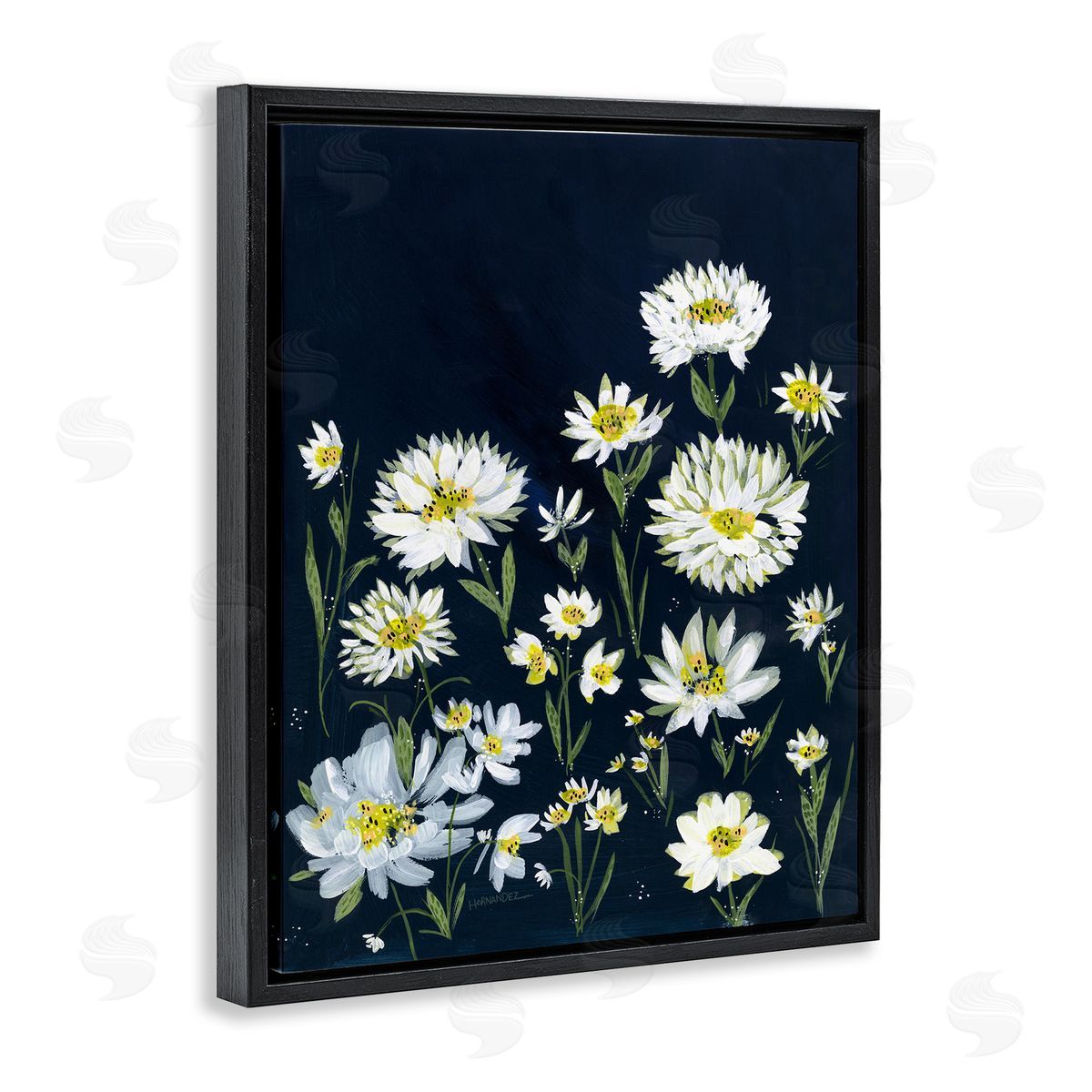 Leeza Hernandez Deep Meadow on Black Black Floating Frame Canvas Wall Art Print