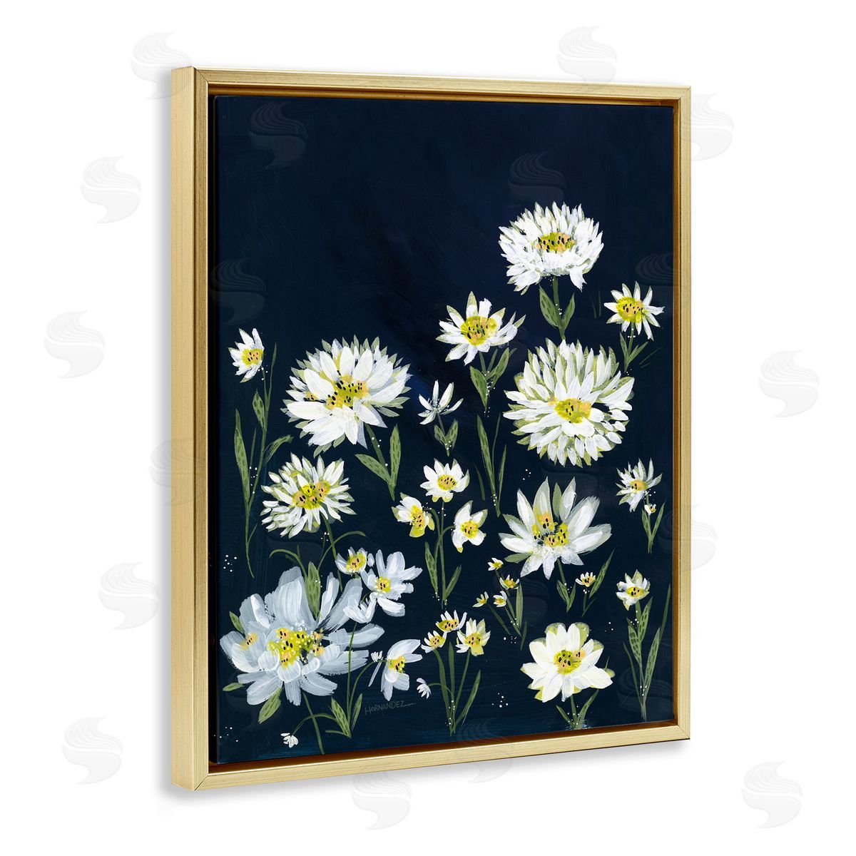 Leeza Hernandez Deep Meadow on Black Gold Floating Frame Canvas Wall Art Print