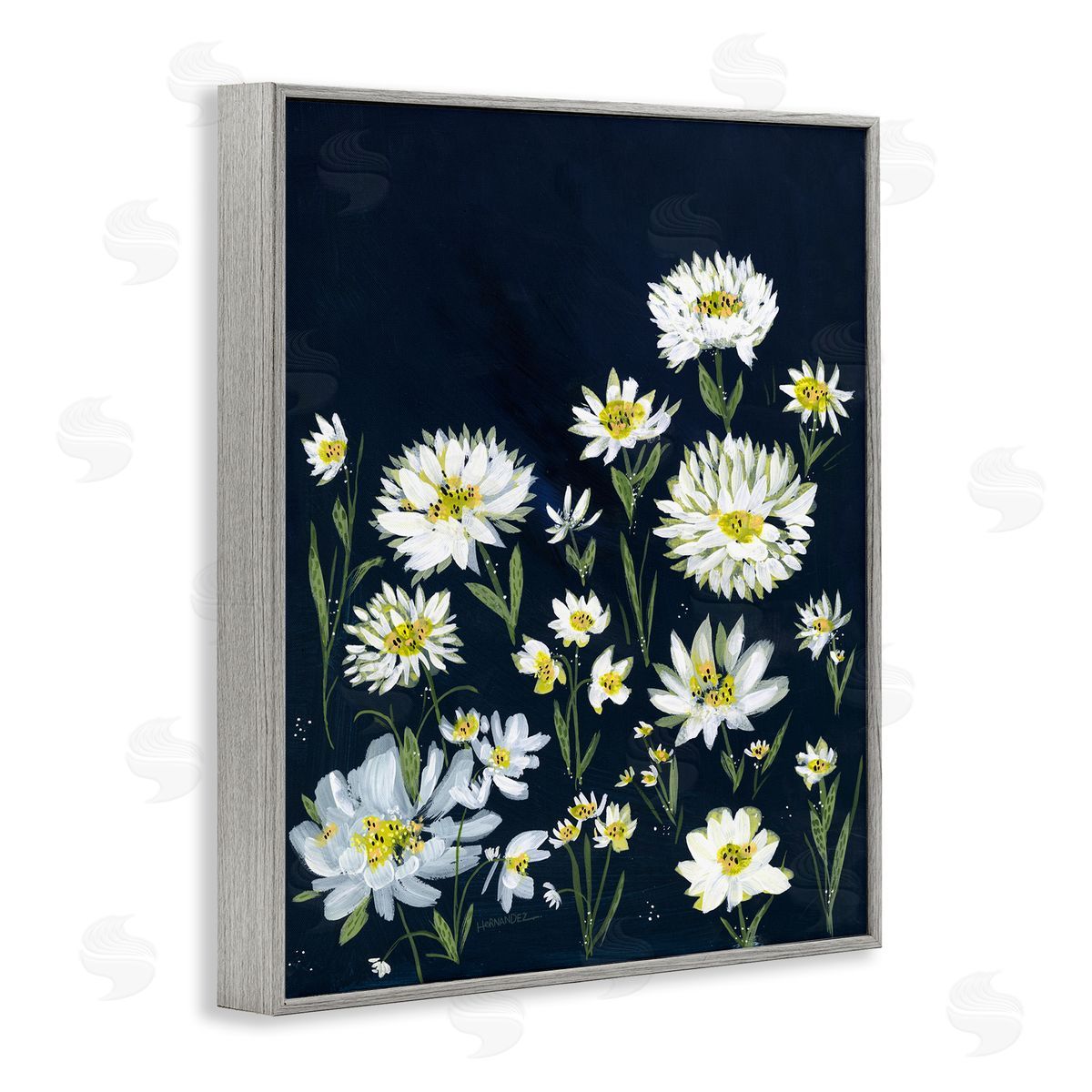 Leeza Hernandez Deep Meadow on Black Gray Framed Giclee Wall Art Print