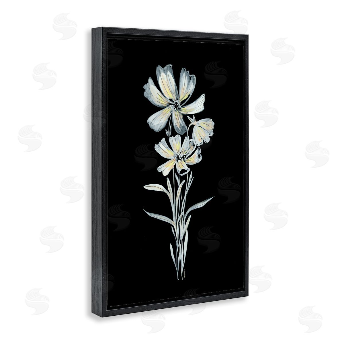 Leeza Hernandez Tall Floral Stems Black Floating Frame Canvas Wall Art Print