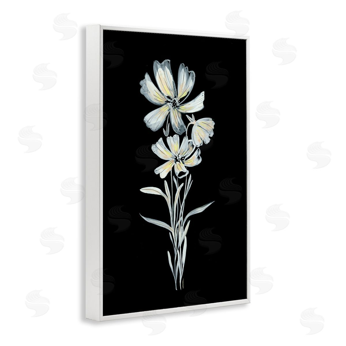 Leeza Hernandez Tall Floral Stems White Framed Giclee Wall Art Print
